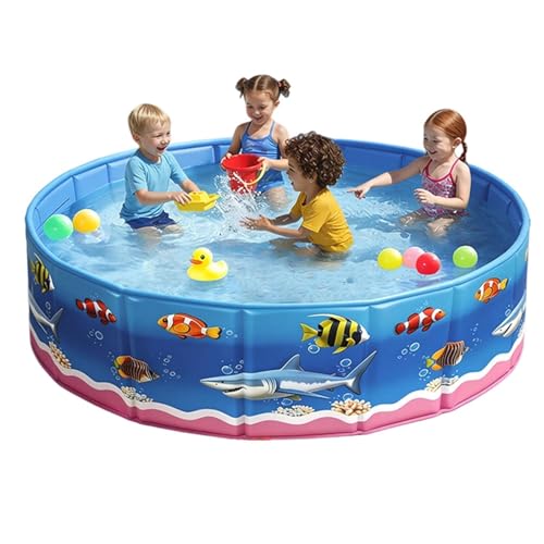 Piscine pliable pour jeux d'eau au sol bassin sans gonflage motif arrondi jardin