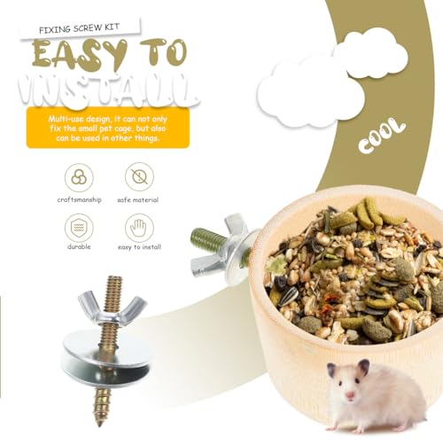 Image of POPETPOP Bird Cage Retaining Screws Bird Cage Screw Set with Screw Nuts and Gaskets 16 Screws for Perch Fastening Hardware for Accessories and Small Pet Cages