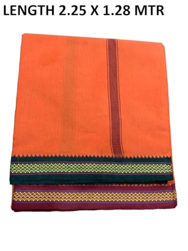Image of Rameshwaram Fabrics 2.25 Mtr Cotton Lungi Dhoti for Men