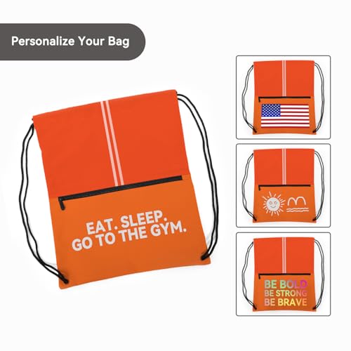 Image of Drawstring Backpack Large Sports Draw String Bag for Women and Men (Orange)