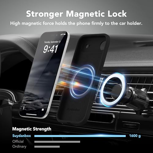 Image of Magnetic for iPhone Air Case, Compatible with MagSafe, [Full Camera Protection][Screen Protector] Silicone Shockproof Protective Phone Case for iPhone 17 Air 6.5 inch, Black
