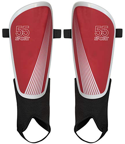 55 Sport Vortex Club Protector Espinilleras con Protector de Tobillo - Rojo - L
