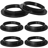 E26 Socket Ring LUORNG 6PCS E26 /E27 Black Light Socket Ring, Lock Socket Replacement for Standard Base Threaded Lamp Holder, Bulbs Retro Pendant Lamp Holder,Lamp Shade Collar Rings