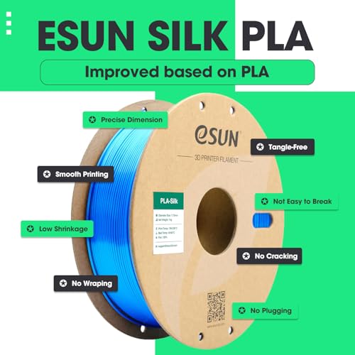 Image of eSUN Silk PLA Filament Gold Silky Shiny 3D Printing PLA Filament 1.75mm Dimensional Accuracy + /- 0.03mm, 1kg Carboard Spool (2.2lbs) 3D Printer Filament