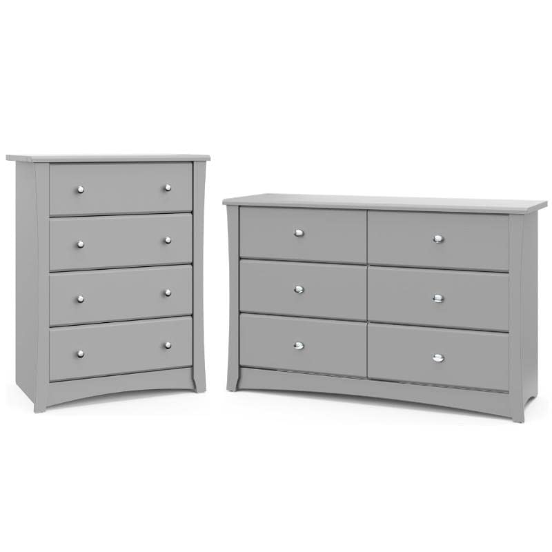 Image of Home Square 2-Piece Set with 4-Drawer Chest & 6-Drawer Dresser in Pebble Gray
