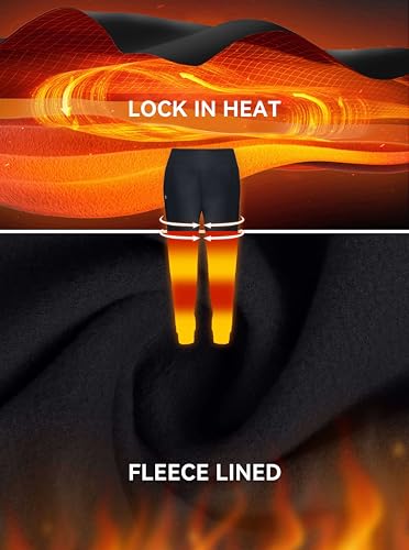G Gradual Women's Fleece Lined Joggers High Waisted Water Resistant Thermal Hiking Pants Cold Weather Sweatpants with Pockets(Black,L)