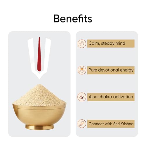 Image of Gopi Chandan Original White Chandan Powder for Tilak & Pooja | Safeed Chandan Vaishnav Tilak from Gopi Talab Mixed with Braj Raj | Krishna Vishnu Ram Chandan Tilak | Pure Chandan Powder