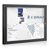 Swansea Schaukasten Außen, mit Alu Infokasten, Abschließbarer, Aushangkasten Wetterfest (Schwarz, 8xA4=95x71cm)