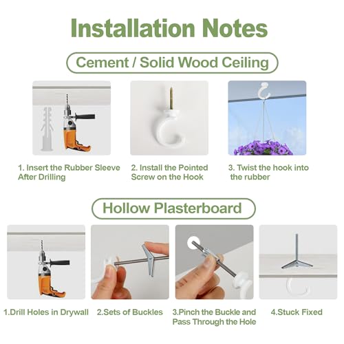Aidoclip 2PCS Ceiling Hooks for Hanging Plants,Heavy Duty Plant Swag Hooks,Hanging Planter Wall Hook, Indoor and Outdoor Plant Hangers - Image 5