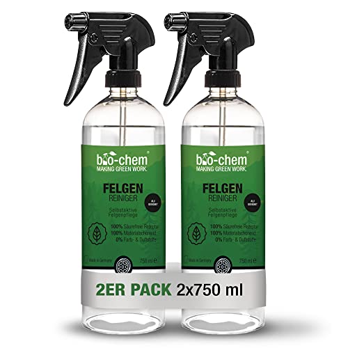 Bio-Chem Detergente per cerchi auto 2x 750 ml I senza acidi I per cerchi in acciaio e in alluminio I detergente per coprimozzi e alluminio per la cura ottimale dell'auto e la lucentezza dei pneumatici