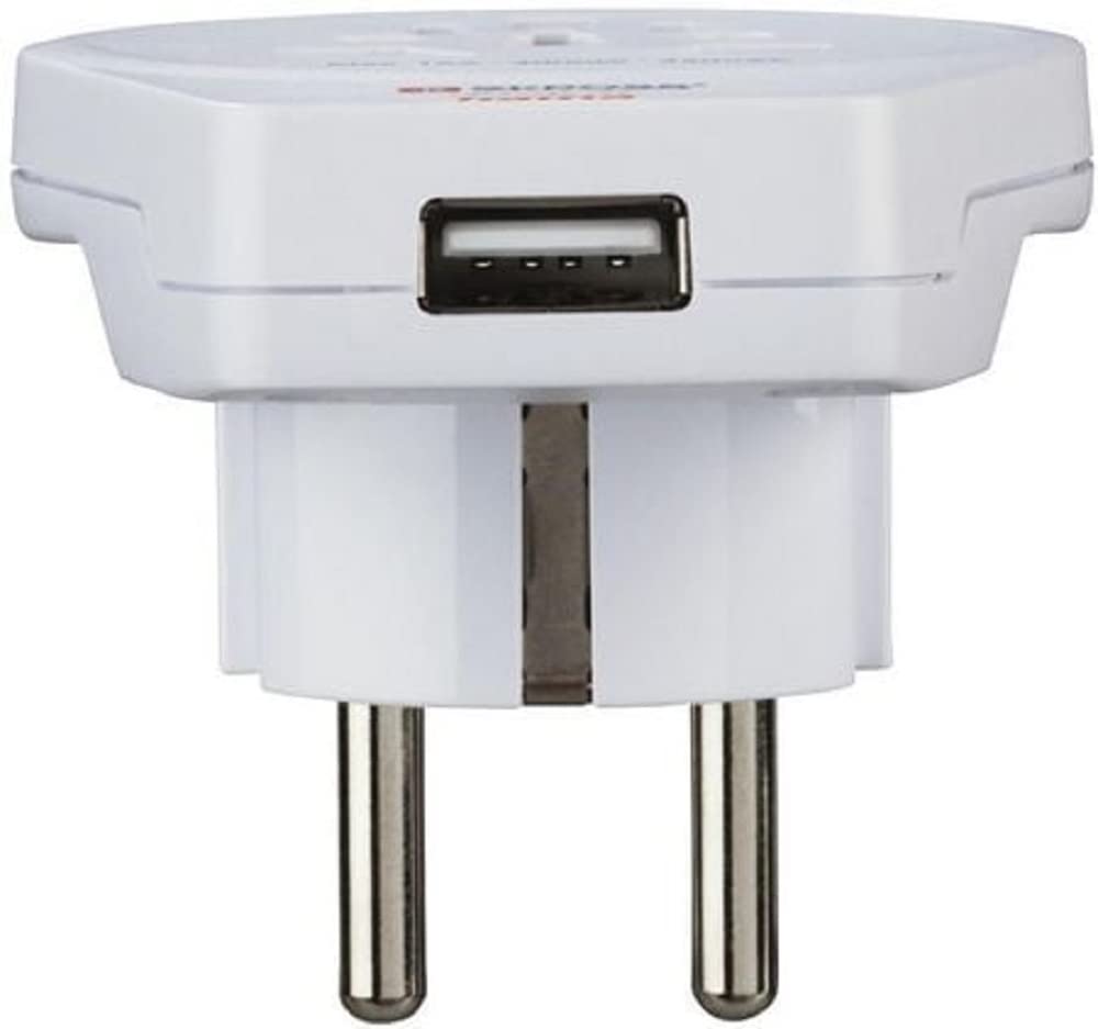 Adattatore da viaggio World to Europe USB per dispositivi a 2 e 3 pin, 1 USB
