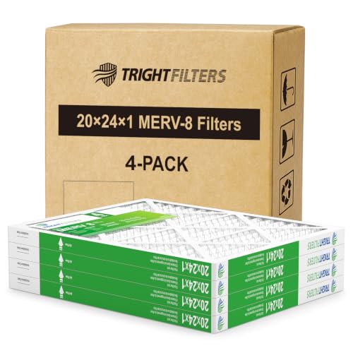 Image of TRIGHTFILTERS 20x24x1 Air Filter 4 Pack, MERV 8 Pleated HVAC Furnace Filter | Air Conditioner Filter Replacement Dust Defense Furnace AC Protection Durable Lightweight