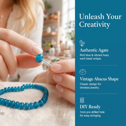 Calcedonia azul oscuro de 5x8mm para diseñar pulseras de moda en casa 6