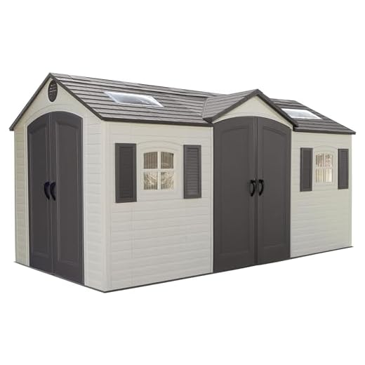 Lifetime 60079 Outdoor Storage Dual Entry Shed, 15 x 8 ft, Desert Sand