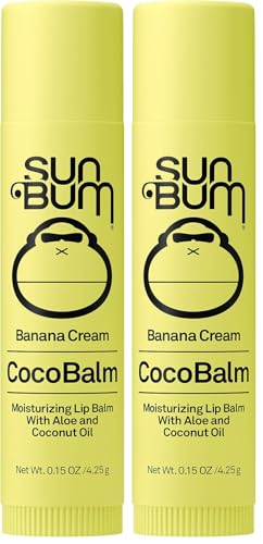 Image of Sun Bum Banana Cream Cocobalm | Hydrating Lip Balm with Aloe | Hypoallergenic, Paraben Free, Silicone Free,| 0.15oz Stick (Pack of 2)