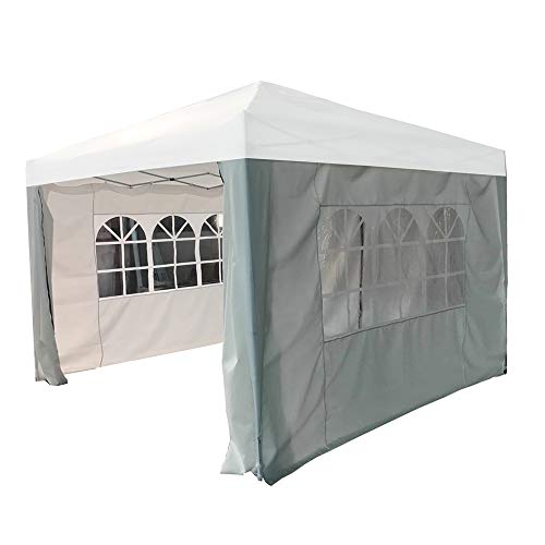  FP-TECH 4 Teli Laterali Chiusura di Ricambio per Gazebo Pieghevole da Giardino 3X3 Fiera MERCATINI (Bianco)