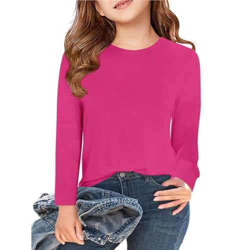 Toddler Soft Thick Crewneck Tee Tops Girls Comfort Basic Long Sleeve T-Shirt Unisex Cotton T-Shirt Top