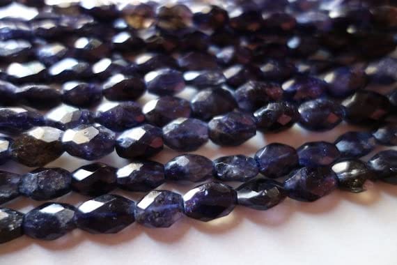 Perles en iolite naturelle facettée ovale 6x9mm pour création de bijoux
