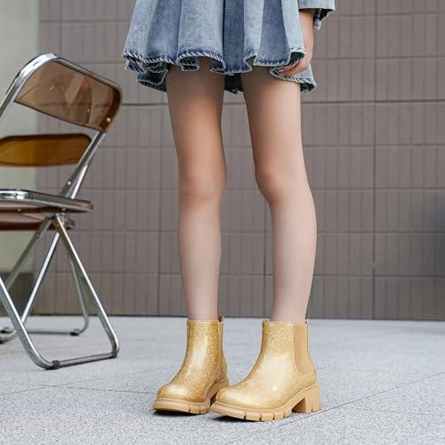 Image of Dufannie Girls Ankle Boots Kids Chelsea Booties Slip on Lug Sole Low Heel Fall Boot for Little Big Kid