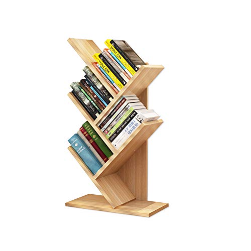 LYNDMBD Librería de pie de 5 Niveles, Creativa y Sencilla estantería de Madera con Forma de árbol, Organizador de Escritorio de Madera, Expositor multifunción para Libros, revistas y CD, i