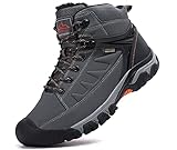 AX BOXING Botas Invierno Hombre Zapatos Montaña Trekking Senderismo Nieve Forrados Cálidas Exterior Trabajo Botines Tamaño 41-46 (A1235Gris oscuro, numeric_45)