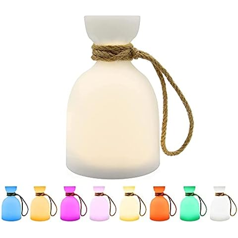 LED Akku Außen Tischleuchte RBG LED mit 8 Farben Farbwechsel Wohnzimmer Tischlampes Küche Deko Laterne LED Outdoor Gartenlampe Terrasse IP45 Spritzwasserschutz Cover