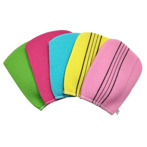 韓国 あかすり 垢すり アカスリ ミトン 韓国風 タオル 角質取り エステ 美容 健康 血液循環 マッサージ (5枚 カラーランダム)