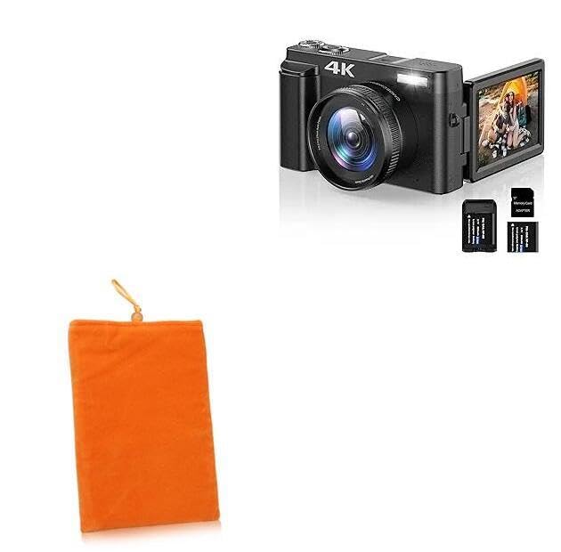 BoxWave Case Compatible with IWEUKJLO DC101 (3 in) - Velvet Pouch, Soft Velour Fabric Bag Sleeve with Drawstring - Bold Orange