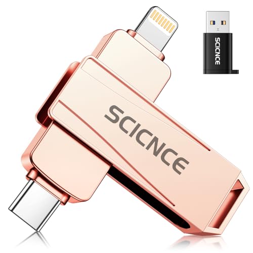 SCICNCE 128GB Flash Drive Intended for iPhone, USB Memory Stick Storage Backup for Photos Videos,...