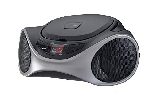 Sylvania SRCD1063BT-GRAPHITE Bluetooth Portable CD Radio Boom Box, Graphite (Renewed)