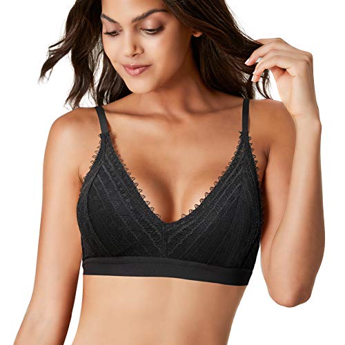 Bingrong Sujetador Basicos Sexy para Mujer Ropa Interior Mujer Encaje Bralette Lace Bra Invisible Push Up Sost�n Tirantes Ajustable Copa Completa D (Negro, Small)