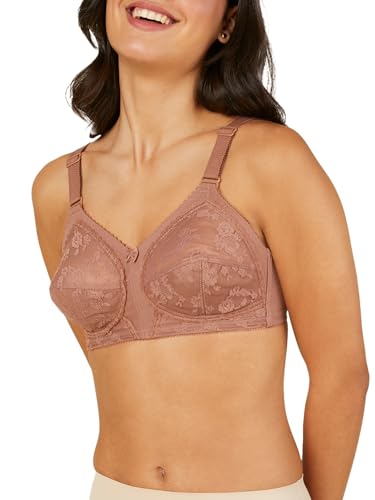Image of Triumph International Doreen Bra For Women Non Wired Non Padded Wireless Bra Full Coverage Raschel Lace Lingerie Classic High Center Bridge Support Wide Straps Big Cup Bra for Larger Busts Pack Of 1