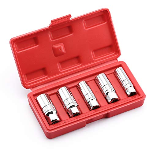 Image of MIXPOWER 3 /8-Inch Drive Spark Plug Socket Set, SAE & Metric, CR-V Steel Mirror finish, 6-Point, 5 /8-Inch, 3 /4-Inch, 13 /16-Inch, 14mm, 18mm, 5-Piece Set