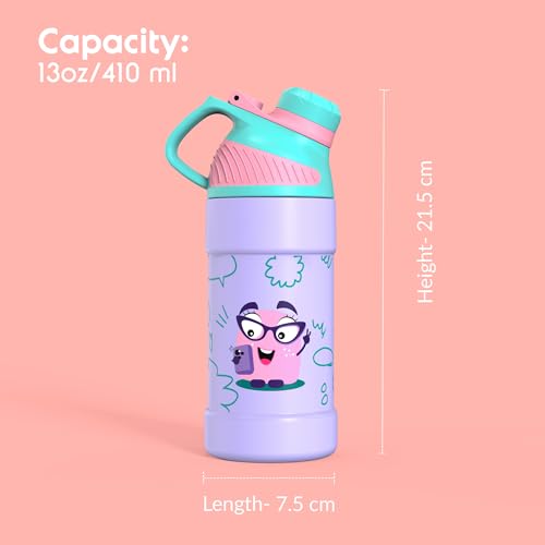 Image of Rabitat Mizu Vacuum Insulated Water Bottle Chatter Box 410 ml | 2 Years Brand Warranty | Water Bottle for School Kids | Thermos Flask | Upto 18 hrs Hot and Cold Steel Water Bottle | ISI Certified