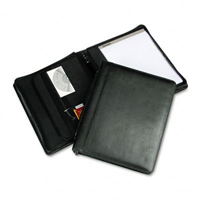 Leather Multi-Ring Zippered Portfolio Two-Part 1 in.Cap 11 x 13-1/2 Black