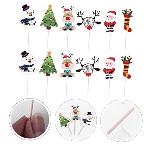 Amosfun 30 Peças De Inserção De Bolo Enfeites De Cupcake Palitos De Bolo De Boneco De Neve Palhetas