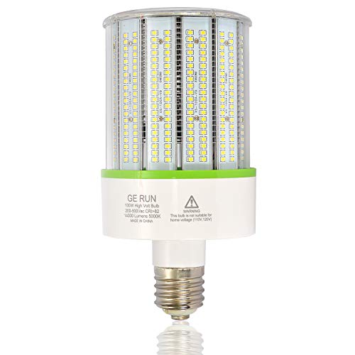 480V 347V LED Corn Cob Light Bulb 100W, E39 Mogul Base Led Bulbs,14000LM 5000K Daylight Lamp， Replacement for 350-400W HID (MH, HPS) AC200-500V…