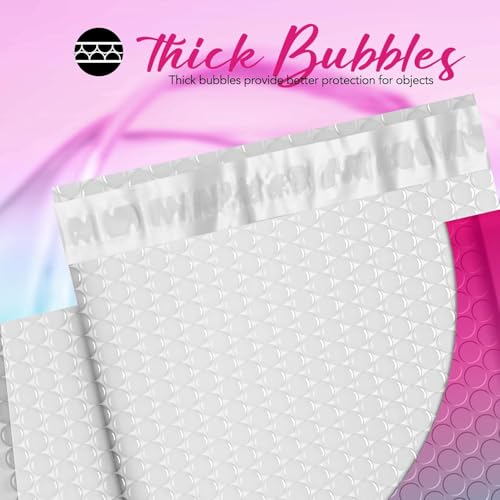 Image of Fuxury Bubble Mailers 8.5x12 inch 40 Pack Padded Envelopes Usable Size 8.5x11 inch | Gradient PinkGreen,#2 bubble envelopes,waterproof self seal mailer thick cushioning for jewelry,makeup,cards,small business