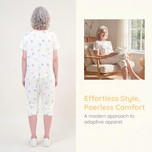 Image of Unisex Anti-Strip Adaptive Jumpsuit with Back-Zipper,One-piece Short-Sleeved Trousers,Suitable for Dementia Patient,Seniors,Alzheimer's Patients,Incontinence Care