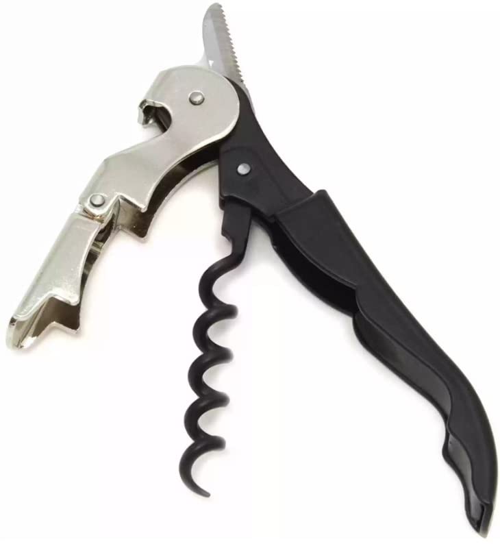 Olrada Waiter Corkscrew Wine Opener with Foil Cutter, Professional Wine Key for Bartenders and Waiter, Black Bottle Opener 1Pc - Image 3 thumbnail
