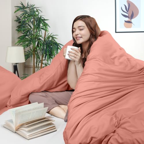 Image of Duvet Cover Full, 3 PC Cotton Like Polyester, Zipper Closure, Blush Pink