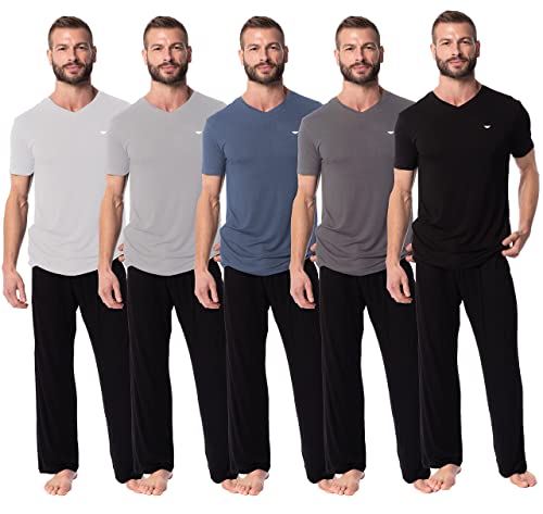 AMERICAN HEAVEN Men's V Neck T-Shirts | Ultra Soft Cotton Rayon Stretch Athletic T - 5 Pack