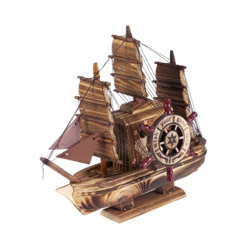 Cabilock Boîte À Musique Vintage Bois De Pirate avec Éolienne Rotative Décoration De Bureau Créative Et Anniversaire