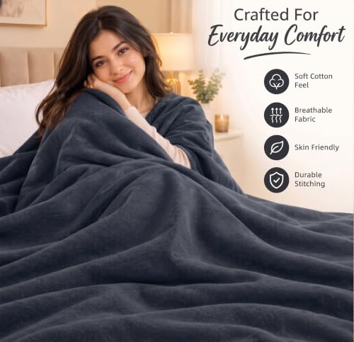 Image of HOMEKART 300 TC All Season Solid /Plain Lightweight Polar Fleece Single Bed Blanket (152 x 230 cm), Grey