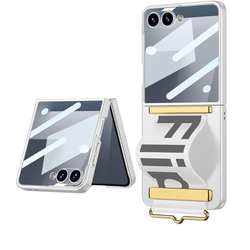 Funda Galaxy Z Flip 7 5G plata con soporte y pulsera integrada para vídeo cómoda