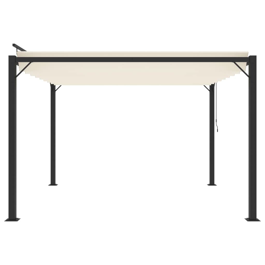 Pergola avec toit à lamelles, 3 x 3 m, tissu crème et aluminium, imperméable, réglable, tente de jardin, protection solaire, protection contre la pluie, auvent extérieur pour terrasse, balcon