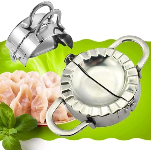 Image of Stainless Steel Momos Maker Dumpling Dough Press Mould Wrapper Cutter - Gujiya Samosa Ghughra Karanji Maker Kitchen Tool for Momo Dumpling Wrapping & Dough Cutting Cooking Tool (Big)