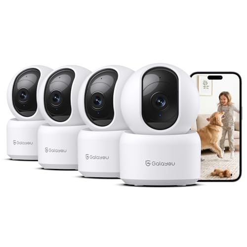 GALAYOU 2K Indoor Cameras for Home Security-Baby/Pet/Dog/Cat Monitor with Phone APP Wi-Fi Camera with 360 PTZ Wired Plug Two-Way Talk Nanny Cam Easy Set Up 24/7 TF Card&Cloud Storage G2 4Pack