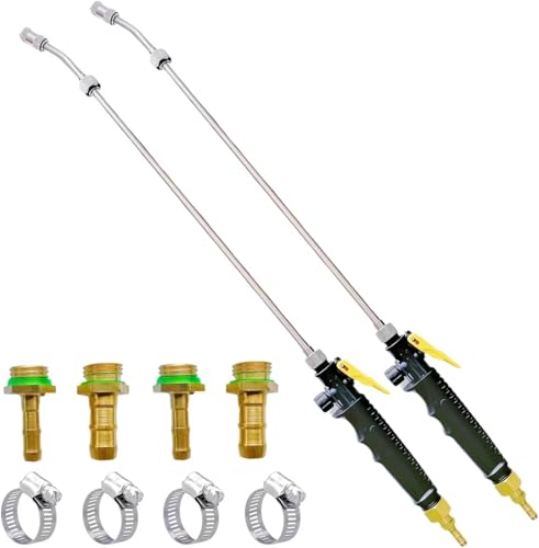 29 Inches Replacement Sprayer Wand,2 Brass Barbs Match 3/8'' & 1/4'' Hoses, Stainless Steel Universal Sprayer Wand with Shut off Valve & 4 Hose Clamps (2 Pack Sprayer Wand)