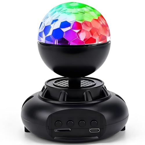 ミラーボール 音声起動 ディスコライト パーティーライト、UVライト,ステージライト RGB多色変化 舞台照明 ダンスパーティー用 誕生日 カラオケ クリスマス ウェディング ショー クラブ 装飾 ((ブラック)